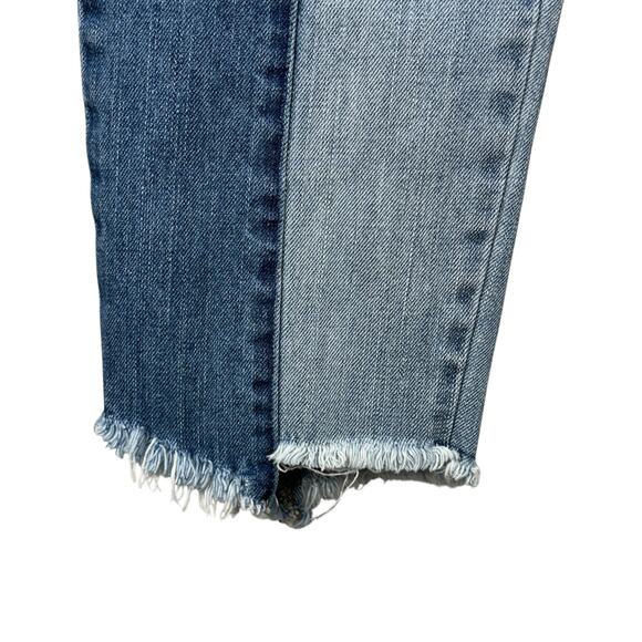 American Eagle SZ 6 Vintage Hi-Rise Ankle Jeans Button-Fly 2-Tone Frayed Pockets - Picture 3 of 11